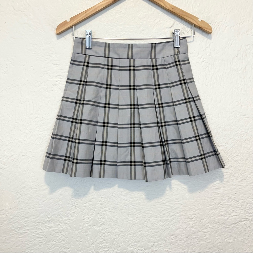 Sunday Best Aritzia Pleated Mini Skirt Plaid Gray Schoolgirl 0 Preppy